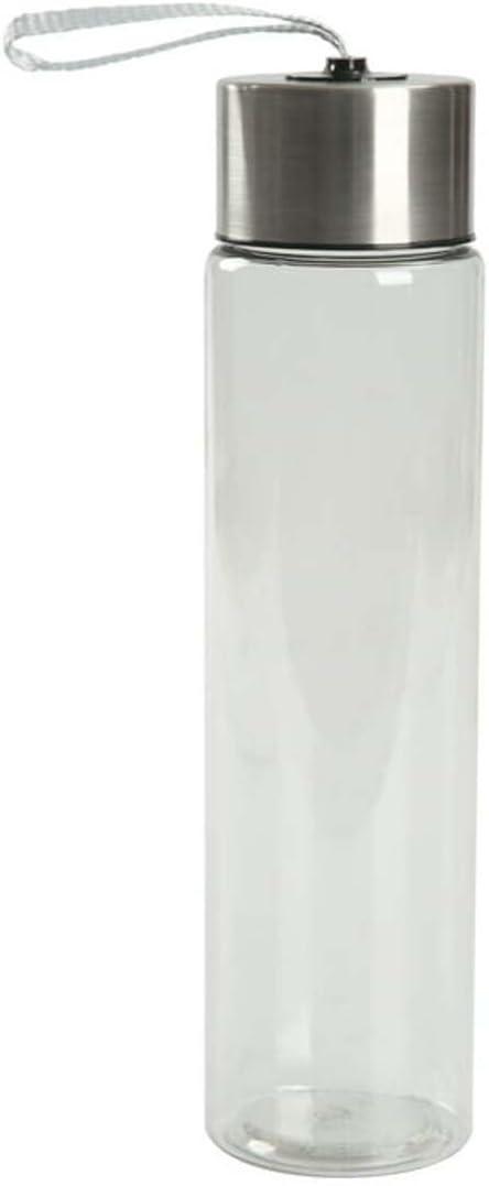 DipSip Water Bottle plastic 18 oz Stainless Steel Screw Cap Lid with Strap (Clear), 9