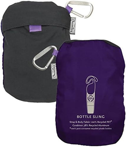 ChicoBag rePETe Water Bottle Sling w/Strap, Carabiner Clip, Built-In Pouch, & Convenient Pockets | Eco-Conscious | Perfect for Walks, Hikes, Outdoor Festivals | Amethyst (Pack of 2)