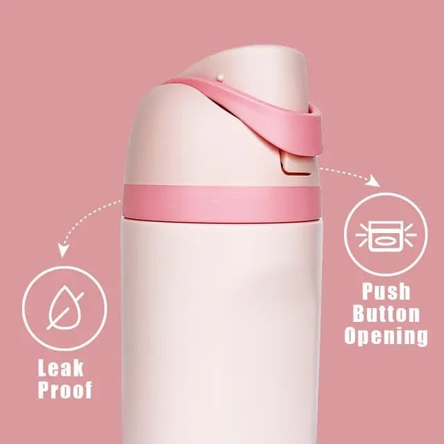 Premium Stainless Steel Water Bottle – Leak-Proof, BPA-Free with Straw and Grip – perfect for Travel, Sport, Gym and Outdoor Adventures.(Pink Rose, 20 Oz)