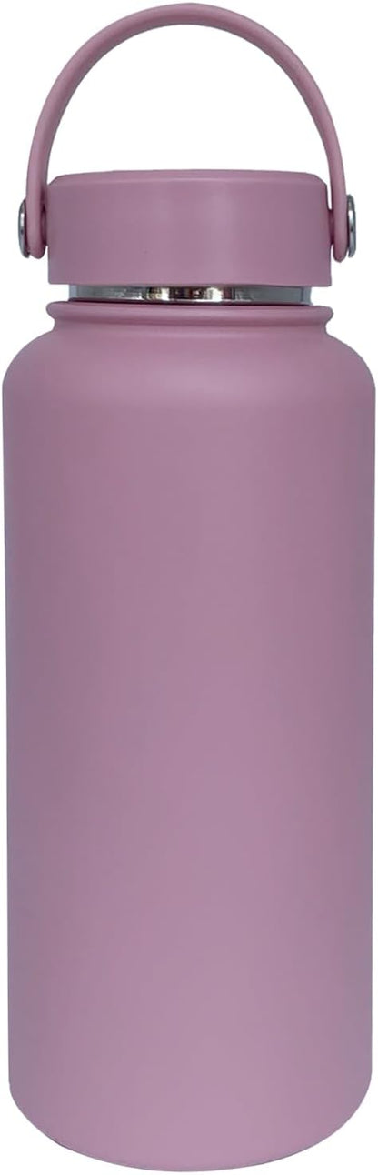 32oz Insulated Water Bottle ，Stainless Steel Sports Water Cup Flask with 2 Lids, Wide Mouth Travel Thermal Mug,Outdoor Sports Bottle（Jelly Purple）