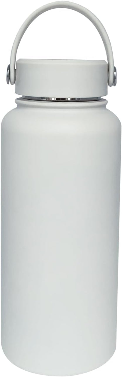 32oz Insulated Water Bottle ，Stainless Steel Sports Water Cup Flask with 2 Lids, Wide Mouth Travel Thermal Mug,Outdoor Sports Bottle（white）