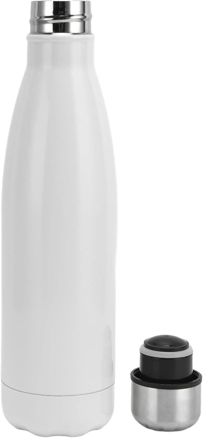 Thermal Flask, Water Bottles Durable Stainless Steel Double Wall Easy to for Camping Hiking Travel for School Outdoor Sports(Bright White)