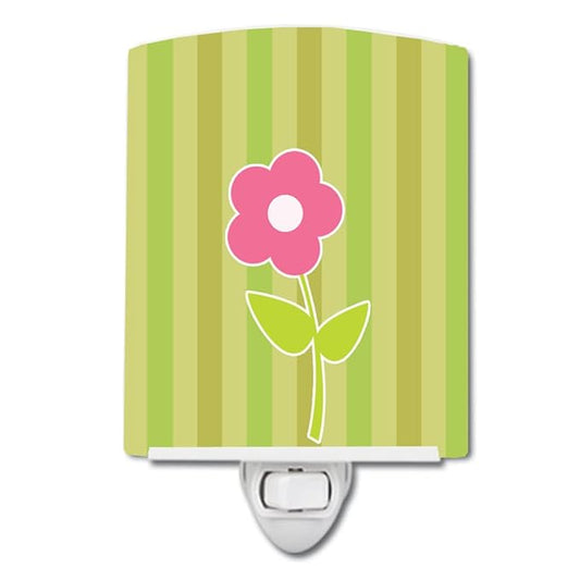 Caroline's Treasures BB8594CNL Flower on Stripes Ceramic Night Light Compact, UL-Certified, Ideal for Bedroom, Bathroom, Nursery, Hallway, Kitchen, 6x4x3, Multicolor