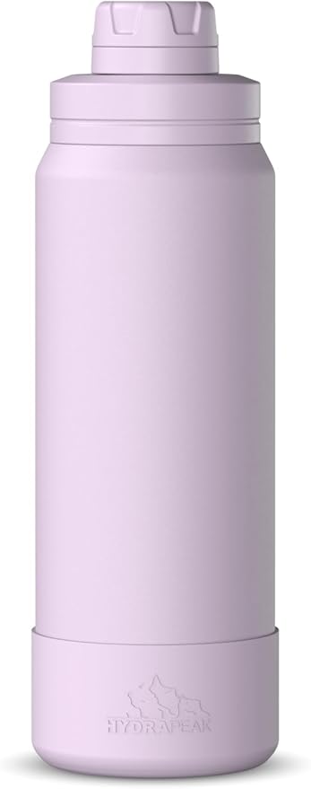 Hydrapeak 26oz Sport Insulated Water Bottle with Chug Lid, Leak & Spill Proof, Keeps Drinks Cold for 24 Hours, Hot for 12 Hours, Premium Stainless Steel Water Bottles (26oz, Blush)