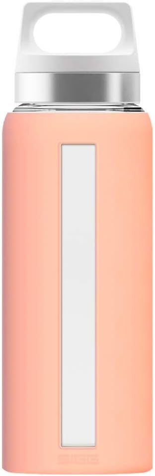 SIGG - Glass Water Bottle - Dream Shy Pink - Soft Silicon Cover - Leakproof, Dishwasher Safe, BPA Free - Broscilate Glass - 22oz