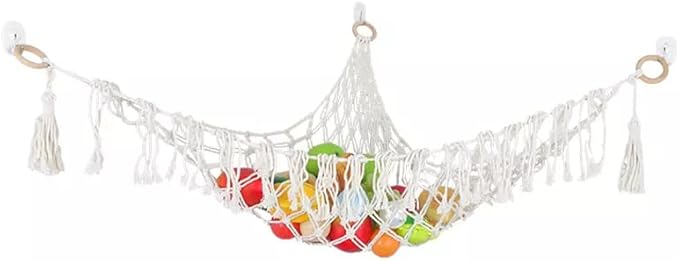 Stuffed Animal Hammock Toy Net Plush Toy Hanging Organizer with Macrame Tassels Stuffed Animal Holder Display Corner Boho Large Storage Mesh Net for Playroom Bedroom