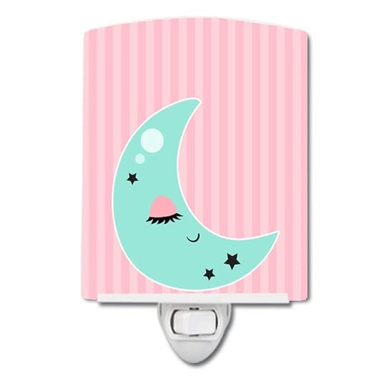 Caroline's Treasures BB8716CNL Moon Ceramic Night Light Compact, UL-Certified, Ideal for Bedroom, Bathroom, Nursery, Hallway, Kitchen, 6x4x3, Multicolor