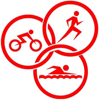 Extreme Sport Triathlon Wall Sticker Sitting Room The Bedroom Kitchen and Gym Decor Motivation Pattern Sports Art Decor Wall Mural Red 18 X 15 in