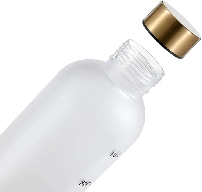 Fitness Sport Water Bottle with Carrying Strap 1000 ml / 32 oz With Time Marker Cute Motivational Water Bottles for Travel, Sports, Home, School,Gym,Yoga,Office-Multicolor (White)