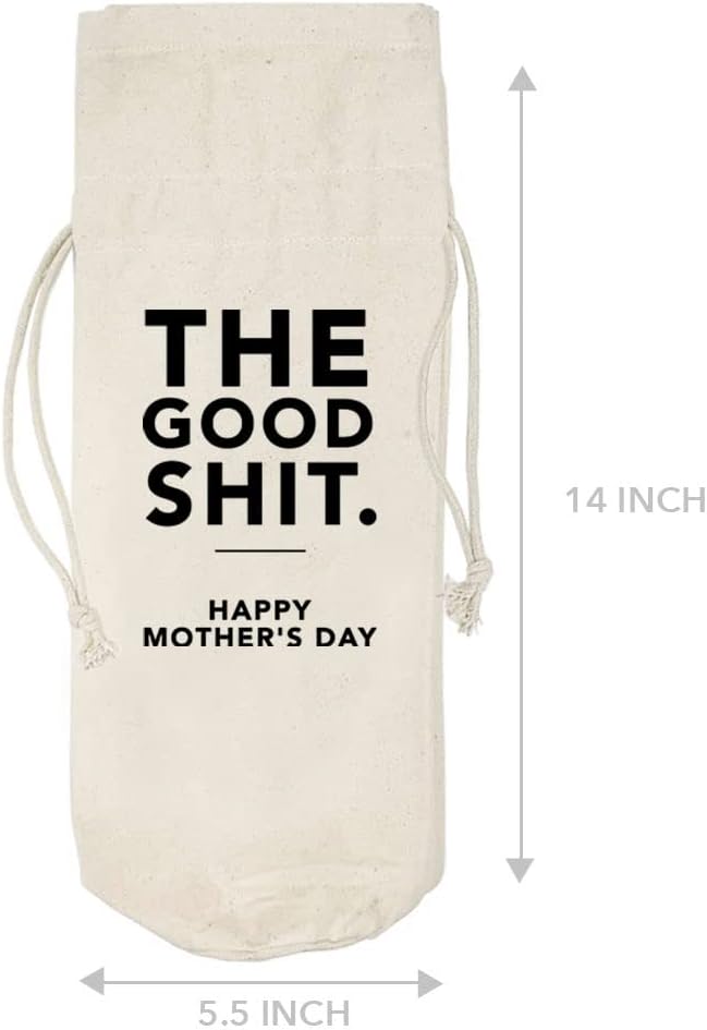 Andaz Press Happy Mother's Day Wine Bag, The Good Shit Wine Bottle Cover, Mother's Day Gifts, Funny Gifts For Mom, Canvas Wine Bag Champagne Bottle Bag Wine Bottle Gifts For Women, New Mom, 1-Pack