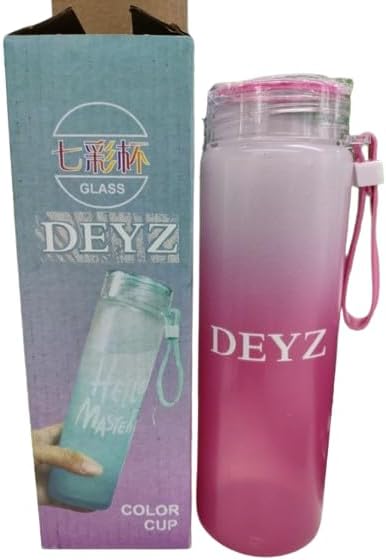 DEYZ Glass Water Bottle 16oz Fitness Drinking Glass Water Bottle PBA and Leak Proof Water Bottle Reusable water bottles Sport Water Bottle Gym Drinking Jug Circular Glass water Bottle (Sky Blue)