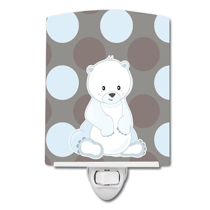 Caroline's Treasures BB8601CNL Bear on Polkadots Ceramic Night Light Compact, UL-Certified, Ideal for Bedroom, Bathroom, Nursery, Hallway, Kitchen, 6x4x3, Multicolor