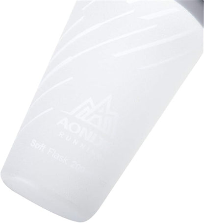 AONIJIE 2 Pcs Sports Collapsible Water Bottle BPA Free + 2 Pcs Replacement Straws Lid - TPU Soft Drink Water Kettle Foldable Flask for Hiking Bicycling Running Climbing (White)