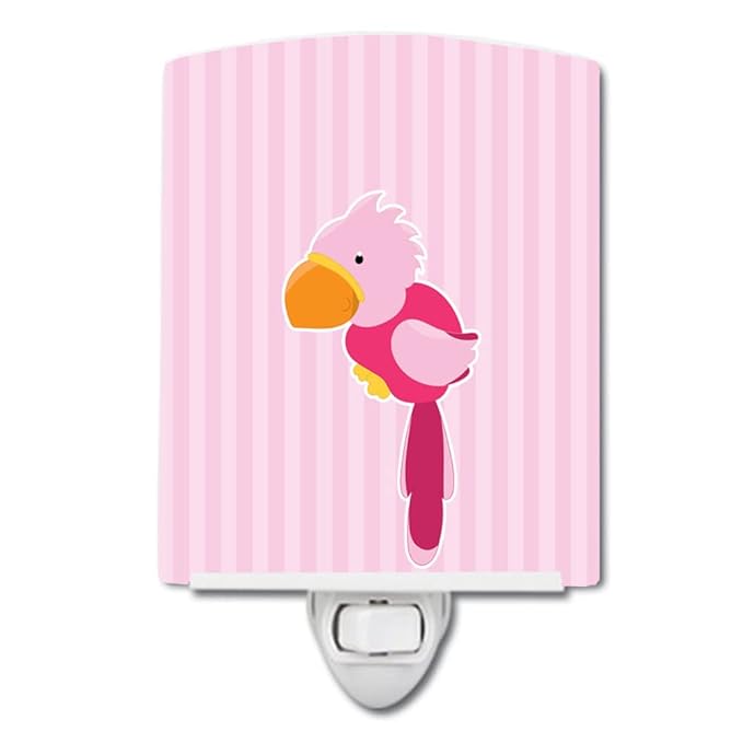 Caroline's Treasures BB8971CNL Pirate Parrot Pink Ceramic Night Light Compact, UL-Certified, Ideal for Bedroom, Bathroom, Nursery, Hallway, Kitchen, 6x4x3, Multicolor