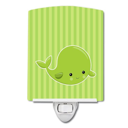 Caroline's Treasures BB8882CNL Nautical Whale Green Ceramic Night Light Compact, UL-Certified, Ideal for Bedroom, Bathroom, Nursery, Hallway, Kitchen, 6x4x3, Multicolor