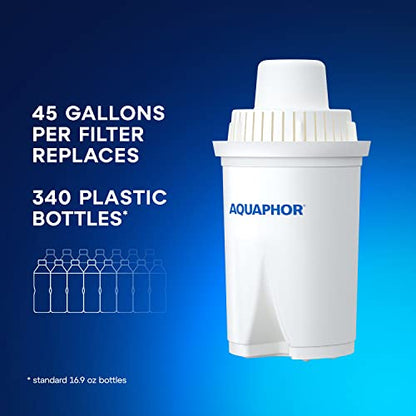 AQUAPHOR Ideal 7-Cup Water Filter Pitcher - White with 1 x B15 Filter - Fits in The Fridge Door - Reduces Limescale and Chlorine - Ideal for Seven Cups