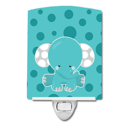 Caroline's Treasures BB6836CNL Polkadot Elephant Ceramic Night Light Compact, UL-Certified, Ideal for Bedroom, Bathroom, Nursery, Hallway, Kitchen, 6x4x3, Multicolor