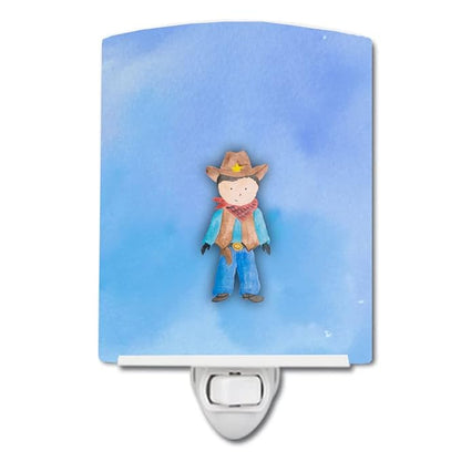 Caroline's Treasures BB7368CNL Cowboy Watercolor Ceramic Night Light Compact, UL-Certified, Ideal for Bedroom, Bathroom, Nursery, Hallway, Kitchen, 6x4x3, Multicolor
