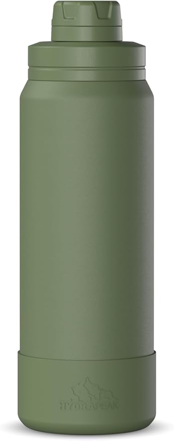 Hydrapeak 26oz Sport Insulated Water Bottle with Chug Lid, Leak & Spill Proof, Keeps Drinks Cold for 24 Hours, Hot for 12 Hours, Premium Stainless Steel Water Bottles (26oz, Sage Leaf)