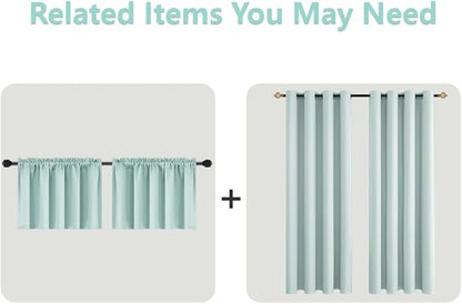 Mrs.Naturall Seafoam Green Curtains for Bathroom Window,Blackout Short Curtains for Bedroom Kitchen,45 Inch Length,Mint Green/Aqua