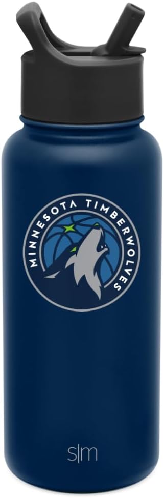 Simple Modern Officially Licensed NBA Water Bottle with Straw Lid Insulated Stainless Steel Thermos Gift | Summit Collection | 32oz