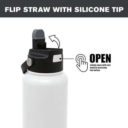Hydraflow Hybrid - Triple Wall Vacuum Insulated Water Bottle with Flip Straw (34oz, Clay) Stainless Steel Metal Thermos, Reusable Leak Proof BPA-FREE for Sports and Travel
