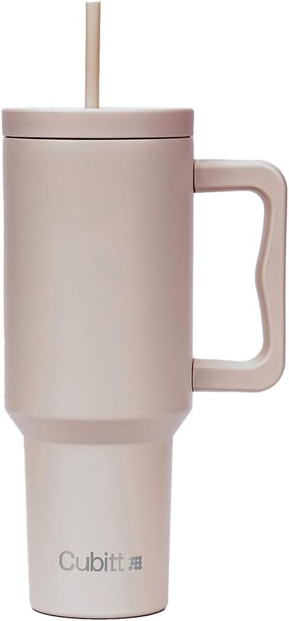 Cubitt Insulated Stainless Steel 40 oz Tumbler with Handle and Straw Lid, Cupholder friendly