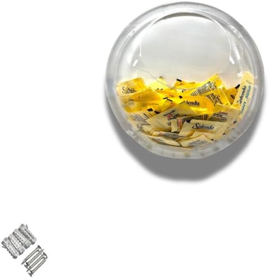 JAYKAY Acrylic Toy Dispenser & Kitchen Wall Organizer, Clear Toy Storage - Wall Mounted Round Acrylic Organizer for Coffee Pods, Packet Holder, Office Supplies Organizer (Style B | 1Pc 8x8x3 Inches)