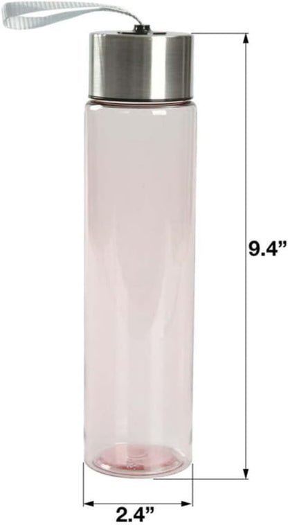 DipSip Water Bottle plastic 18 oz Stainless Steel Screw Cap Lid with Strap (Pink), 9