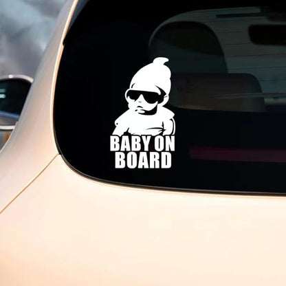4PCS【Baby on Board】2White Stickers for Car & 【Baby on Board】2Black Decals for Cars, Baby Safety Car Signs, Funny Baby Car Stickers