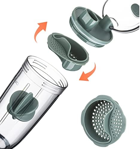 Protein Shaker Water Bottle BPA Free Drinking Bottle for Fitness Gym and Outdoor Sports Shaker Bottle with Lanyard, Green