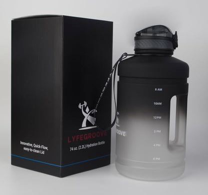 74 oz (2.2L) BPA-Free Tritan Water Bottle with Dual Direction Lid, Form Fitting Handle and Carrying Strap