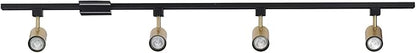 Globe Electric Tribeca 56 Inch Matte Black 4-Light Adjustable Track Ceiling Lighting Kit Fixture with Brass Cylindrical Track Heads, Ideal for Kitchen Island, Compatible with LED Bulbs, 64000009