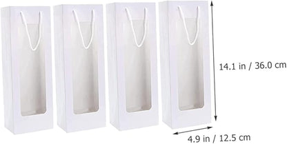 4pcs Window Wine Bag Flower Kraft Bags Wine Bags Bulk Wine Bags for Wine Bottles Brown Paper Bags Red Wine Bag Kraft Paper Open The Window White Decanter