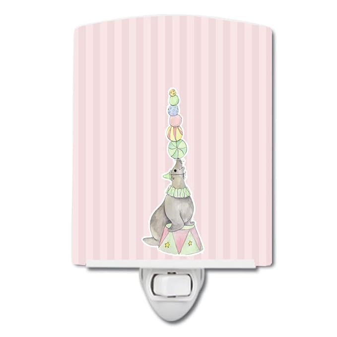 Caroline's Treasures BB6858CNL Circus Seal Ceramic Night Light Compact, UL-Certified, Ideal for Bedroom, Bathroom, Nursery, Hallway, Kitchen, 6x4x3, Multicolor