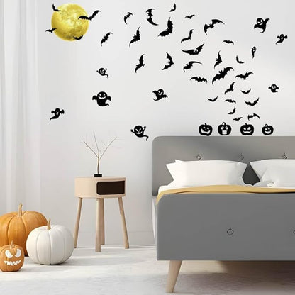 SUPERDANT Halloween Wall Stickers Moon Devil Wall Decals Terror Pumpkins Wall Sticker Halloween Stickers for Kids Halloween Window Decoration for Halloween Party Decorations