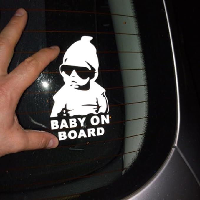 4PCS【Baby on Board】2White Stickers for Car & 【Baby on Board】2Black Decals for Cars, Baby Safety Car Signs, Funny Baby Car Stickers