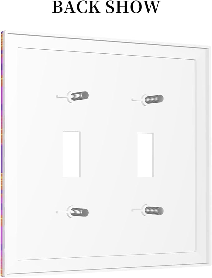 Neon Colors Colorful Double Toggle Light Switch Covers 2 Gang Wall Plate Dual Decorative Switchplate Electrical Faceplate for Bathroom Country Kitchen Bedroom Decor, 4.9" x 5"