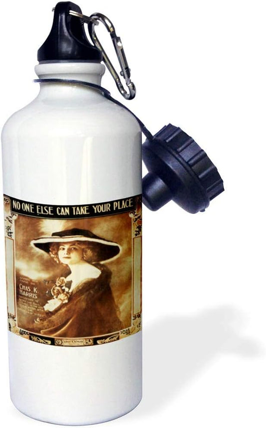 3dRose One Else can Take Your Place Pretty Woman in a Large Hat-Sports Water Bottle, 21oz , 21 oz, Multicolor