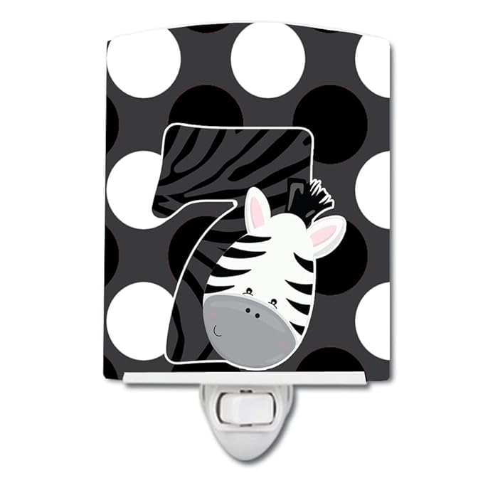 Caroline's Treasures BB9014CNL Zoo Month 7 Zebra Ceramic Night Light Compact, UL-Certified, Ideal for Bedroom, Bathroom, Nursery, Hallway, Kitchen, 6x4x3, Multicolor
