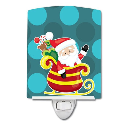 Caroline's Treasures BB9023CNL Christmas Santa Claus Sleigh Ceramic Night Light Compact, UL-Certified, Ideal for Bedroom, Bathroom, Nursery, Hallway, Kitchen, 6x4x3, Multicolor