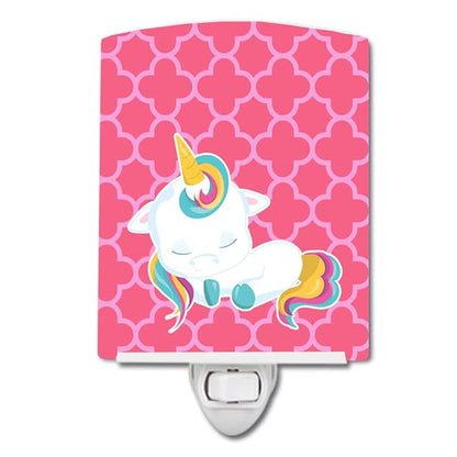 Caroline's Treasures BB6811CNL Quatrafoil Pink Unicorn Ceramic Night Light Compact, UL-Certified, Ideal for Bedroom, Bathroom, Nursery, Hallway, Kitchen, 6x4x3, Multicolor