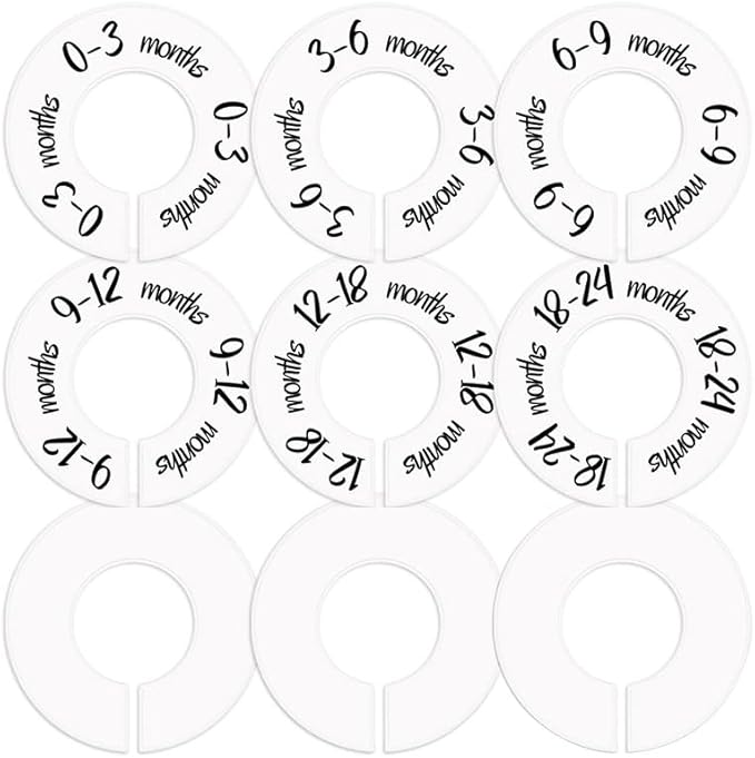 9pcs Closet Dividers Baby Clothes Organizers from Newborn to Toddler and,Applicable to Nursery Baby Clothes Size Age Dividers Fits 1.5" Rod