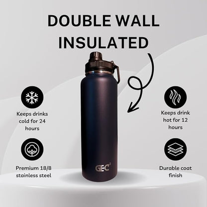 40oz Stainless Steel Water Bottles Leak Proof Vacuum Insulated Water Bottle Thermos Flask Sport Water Bottle (Pearl White)