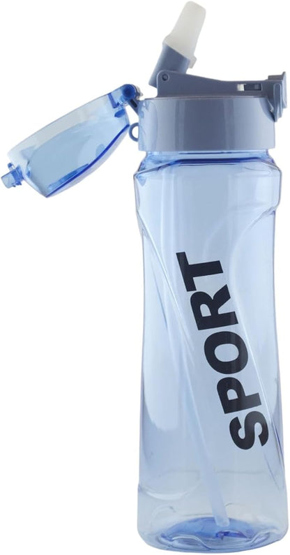 Sports water bottle with straw, easy to drink, easy to carry 22 Oz (Blue)