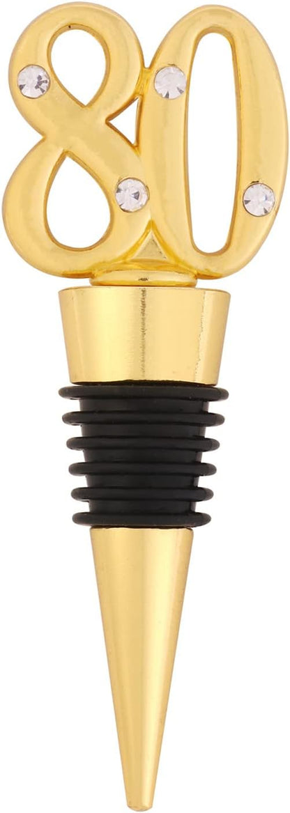 24-Pack 80 Wine Bottle Stopper for 80th Birthday Party Decoration 80 Years Old Wine Stopper Fun Gift for Wine Lovers (Gold 80th)