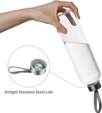 27 Oz Water Bottle Clear Plastic bottles Reusable Leak-Proof Seal Bottle with Stainless Steel Lids and Cleaning Brush for Fitness,Sports,Travel (12)