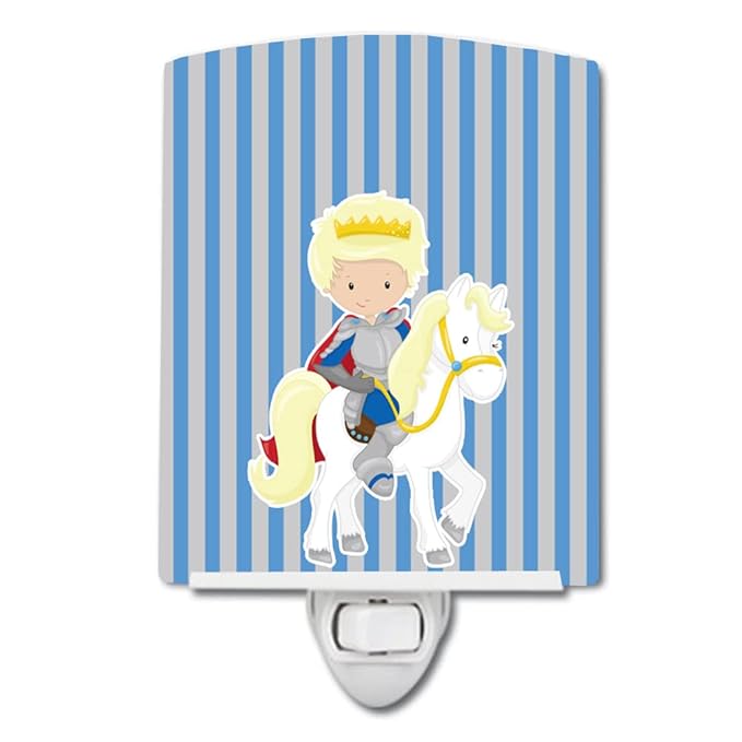 Caroline's Treasures BB8749CNL Blonde Boy Prince on Horse #2 Ceramic Night Light Compact, UL-Certified, Ideal for Bedroom, Bathroom, Nursery, Hallway, Kitchen, 6x4x3, Multicolor