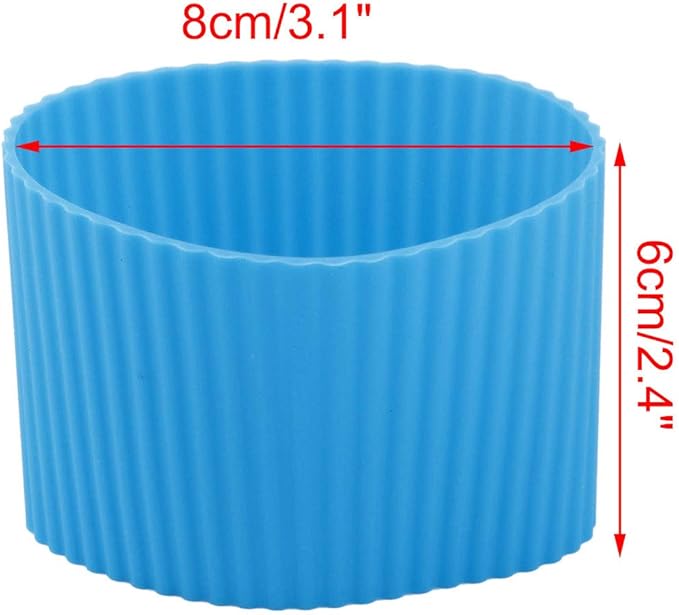 uxcell Silicone Nonslip Glass Bottle Mug Cup Sleeve Protector Cover Blue