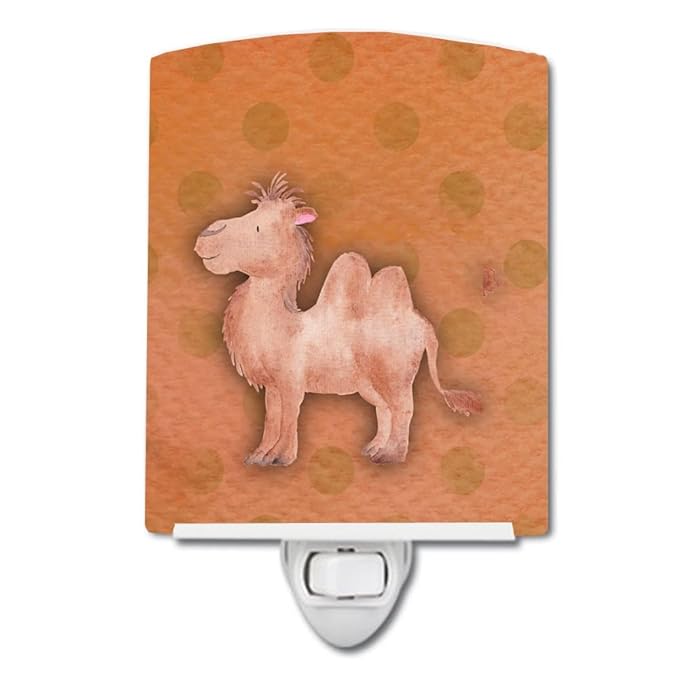Caroline's Treasures BB7393CNL Polkadot Camel Watercolor Ceramic Night Light Compact, UL-Certified, Ideal for Bedroom, Bathroom, Nursery, Hallway, Kitchen, 6x4x3, Multicolor